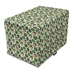 Ambesonne Artichoke Dog Crate Cover, Hand Drawn Food Art Slashed In Half Veggie Repetitive Ornament Garden To Cuisine, Easy To Use Pet Kennel Cover For Medium Large Dogs, 18 Inch, Fern Green