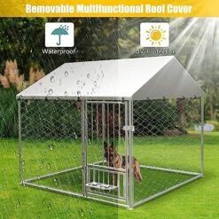 Tmsan Dog Kennel Outdoor, Dog House With Waterproof Roof & Secure Lock, Large Dog Crate Fence, Outside Pet Playpen For Chicken, Rabbit, Cat, 6.67ft
