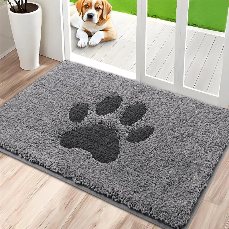 Door Mat Indoor, Dog Mats For Muddy Paws Super Absorbent, Low-Profile Entryway Rug With Non-Slip Backing, Washable Dirty Trapper Inside Entrance Doormat For Shoes, 20" X 32", Dark Gray 8 Door Mat Indoor, Dog Mats For Muddy Paws Super Absorbent, Low-Profile Entryway Rug With Non-Slip Backing, Washable Dirty Trapper Inside Entrance Doormat For Shoes, 20" X 32", Dark Gray - Image 8